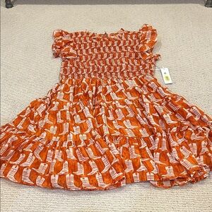 J. Marie Stylish Orange and White Women's Casual Dress